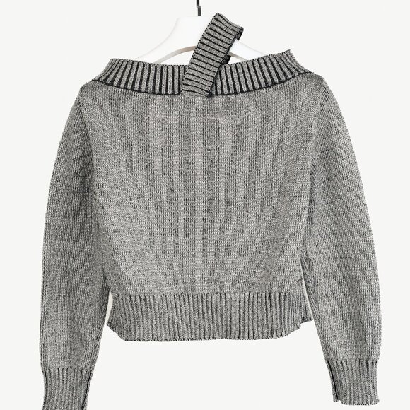 RTA Beckett Silver Metallic Off Shoulder Sweater - Picture 3 of 10